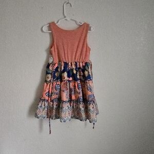 Floral Patterned Kids Dress - Pink and Blue
